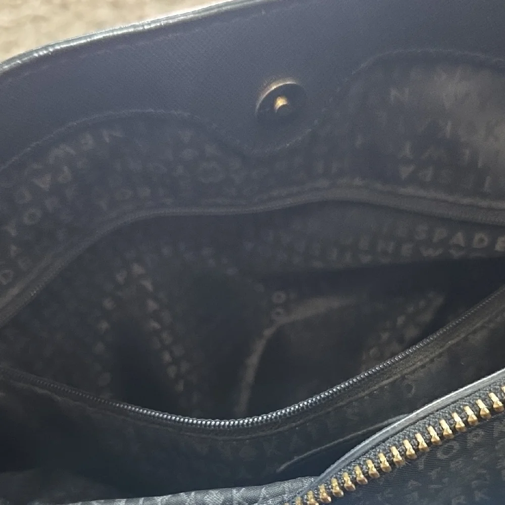 Kate Spade Large Black Shoulder Bag with Silver Accents